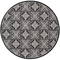 7’10” Black White Round Rug