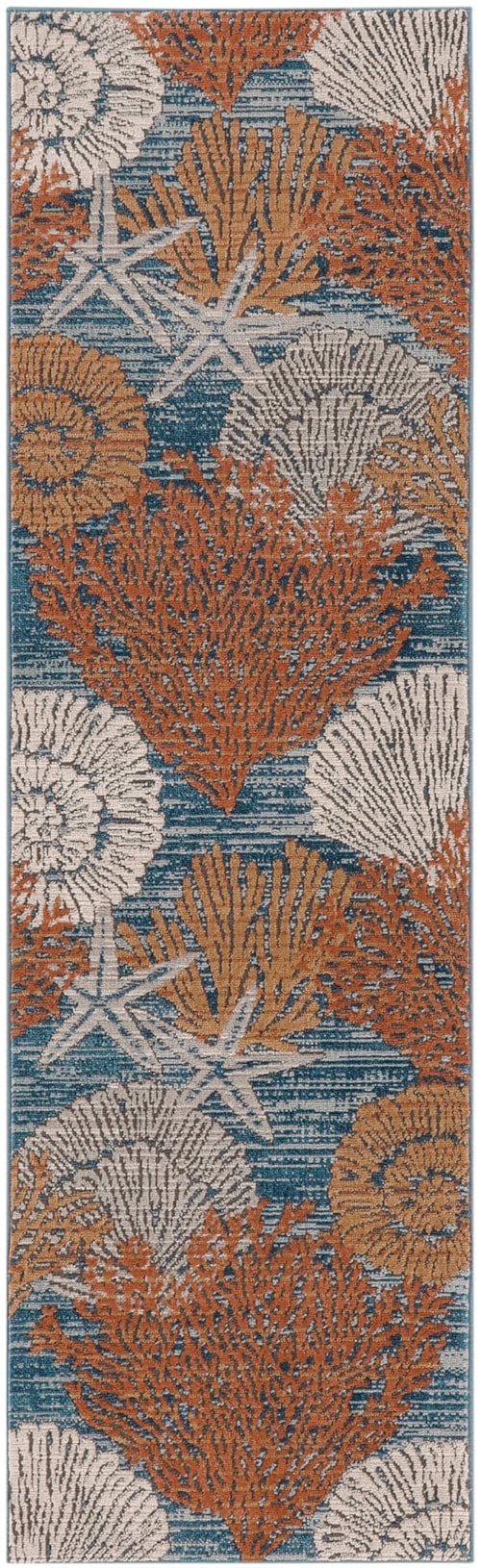 2'3" X 7'6" Blue Multicolor Runner Rug