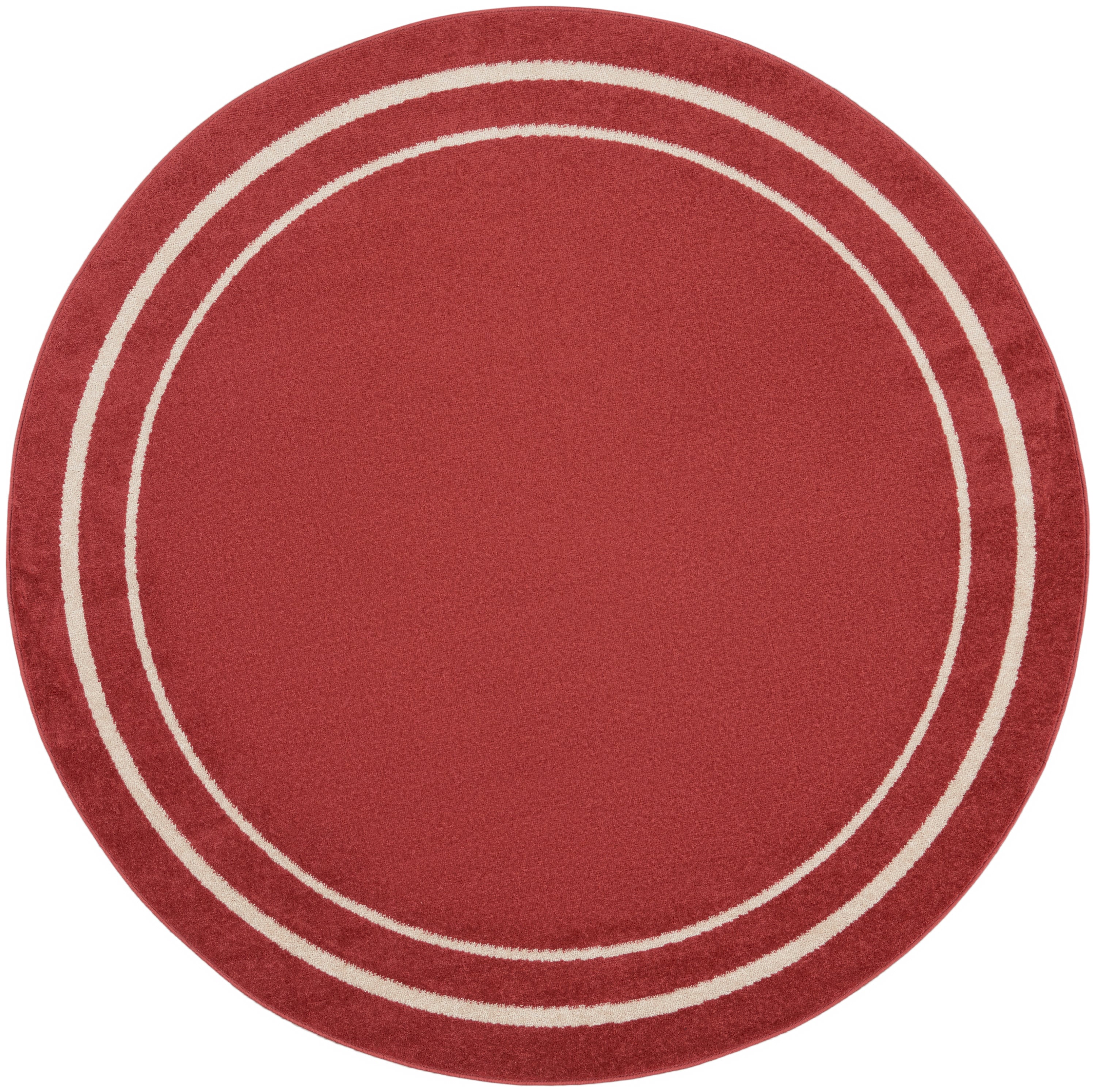 4' Brick/Ivory Round Rug