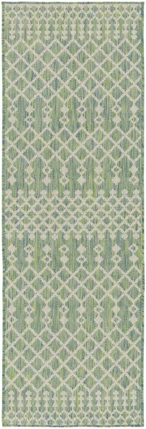 2'2" X 8' Blue Green Runner Rug