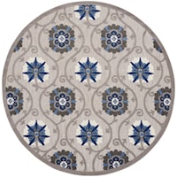 7'10"  Grey/Blue Round Rug