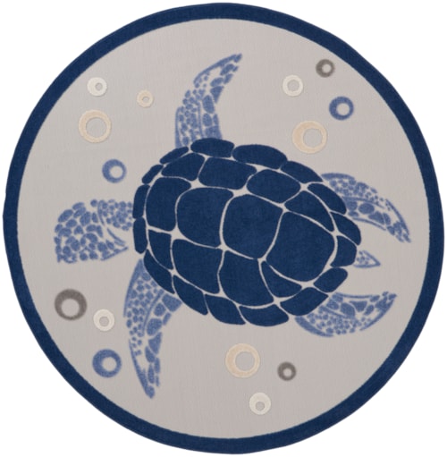 5'3" Navy Blue Round Rug