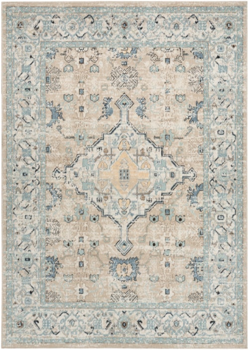 5'3" X 7' Taupe Blue Rectangle Rug