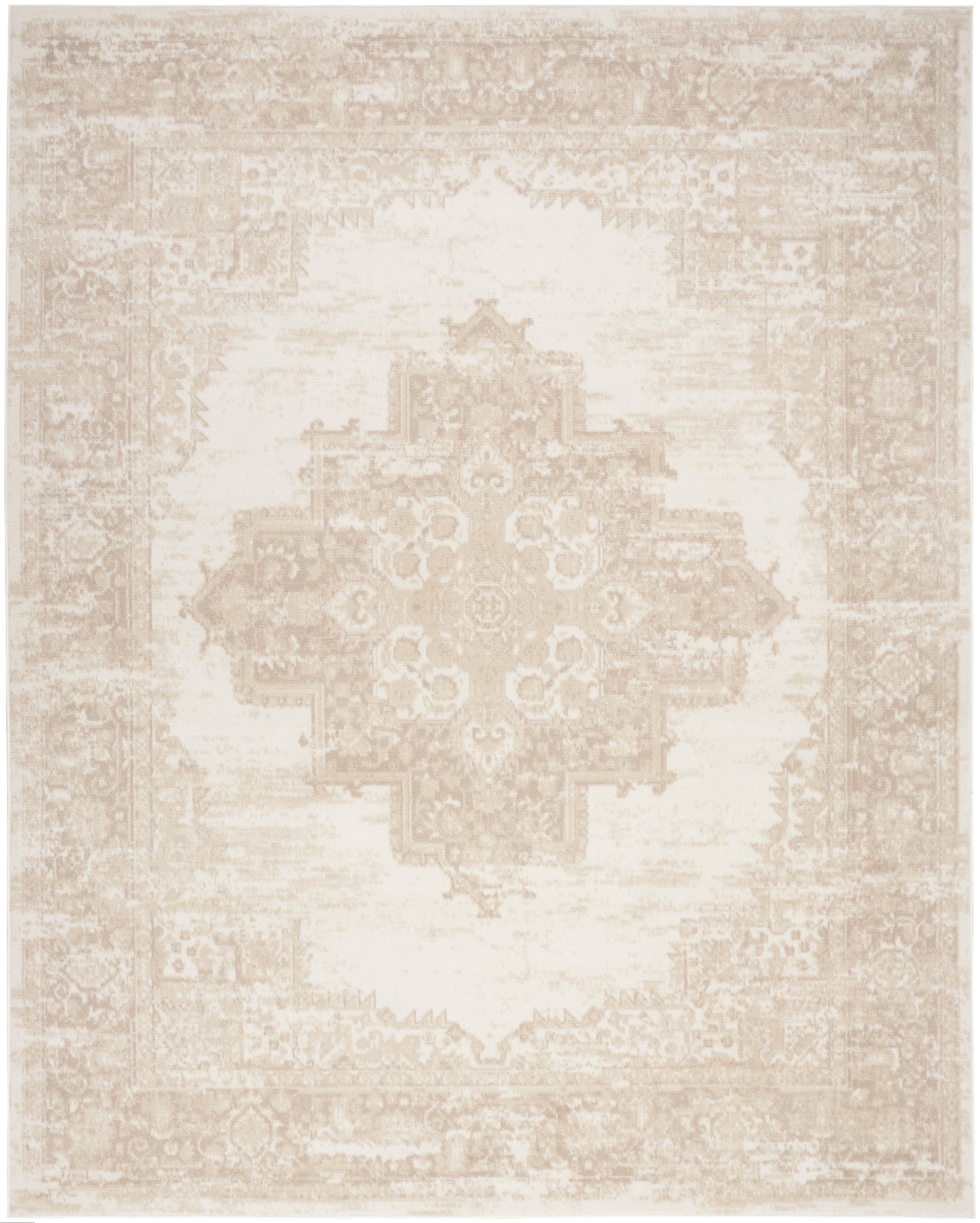 7'10" x 9'10" Ivory Beige Rectangle Rug