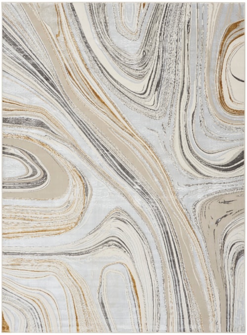 7'10" X 9'10" Grey Gold Rectangle Rug
