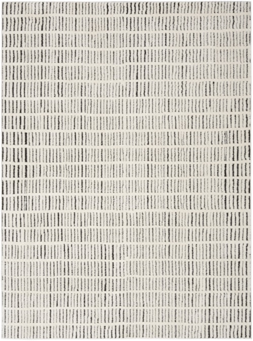 6'7" X 9' Ivory Black Rectangle Rug