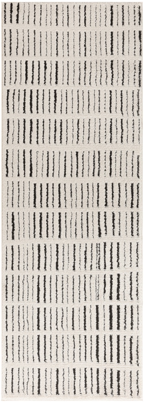 2'2" X 6' Ivory Black Runner Rug