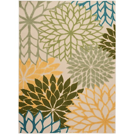 6' x 9' Green Multicolor Tropical Rug