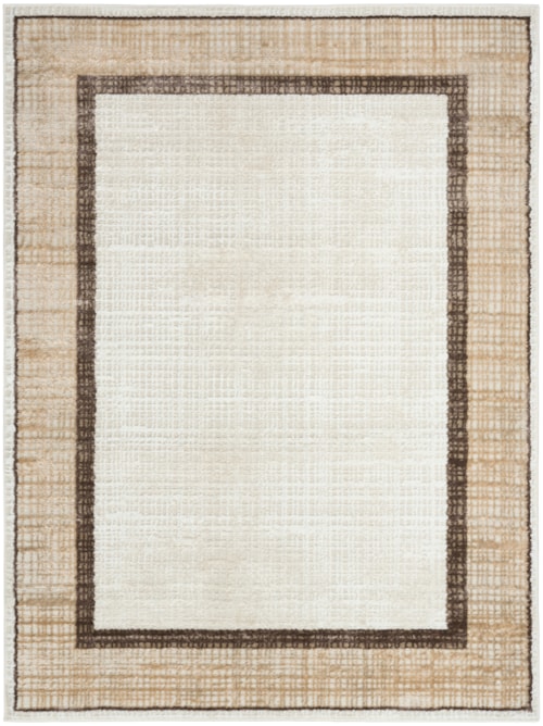 5'3" X 7' Ivory Brown Rectangle Rug