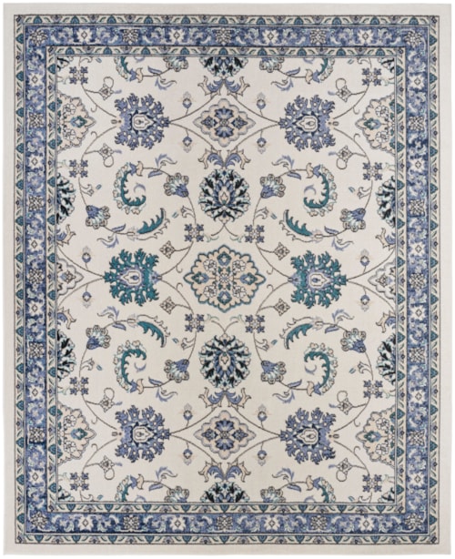 9' X 12' Ivory Blue Rectangle Rug