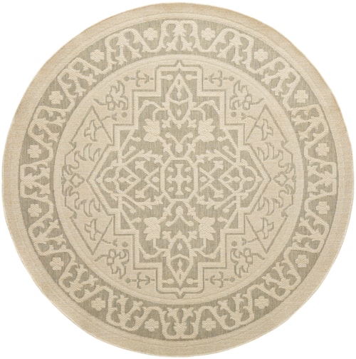 8' Round Taupe Olive Round Rug
