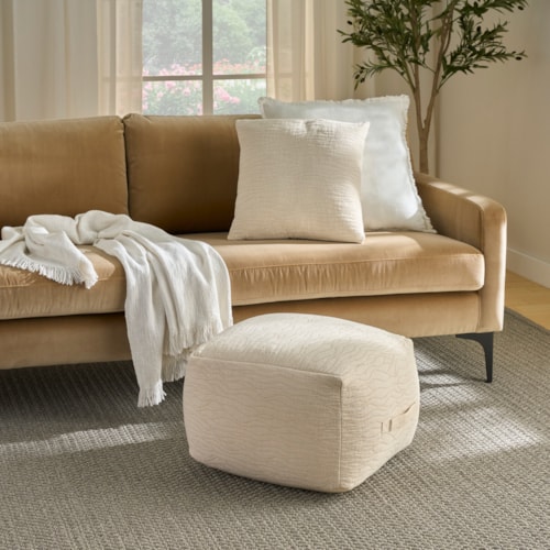 18" X 18" X 14" Ivory Rectangle Poufs
