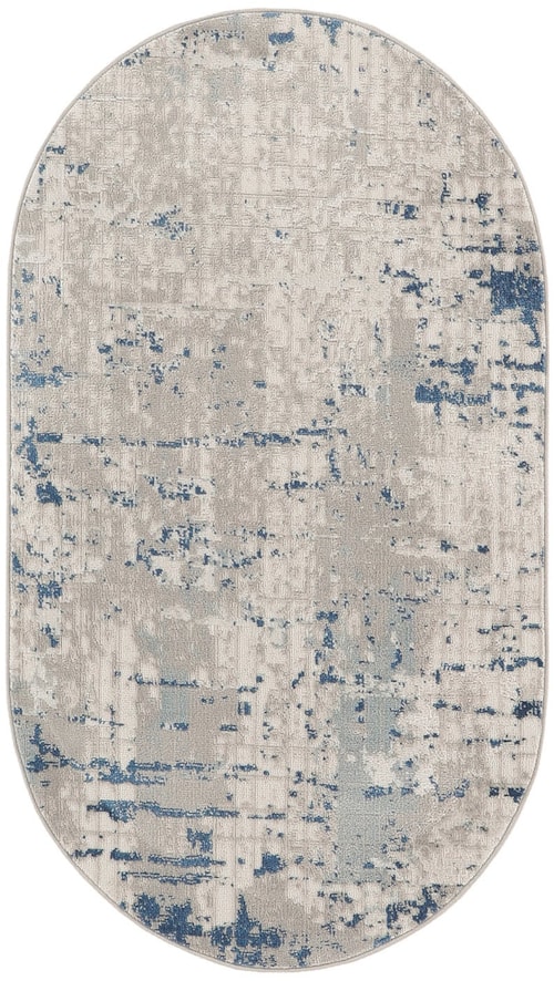 Quarry 3' X 5' Oval Ivory Grey Blue Modern Indoor Rug