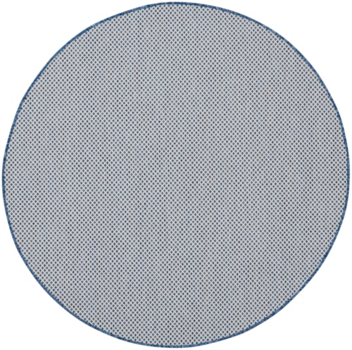 4' Ivory Blue Round Rug