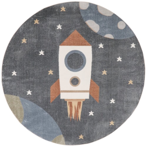 4' Round Sky Blue Round Rug