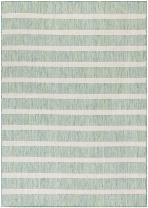 10' X 14' Blue Green Ivory Rectangle Rug