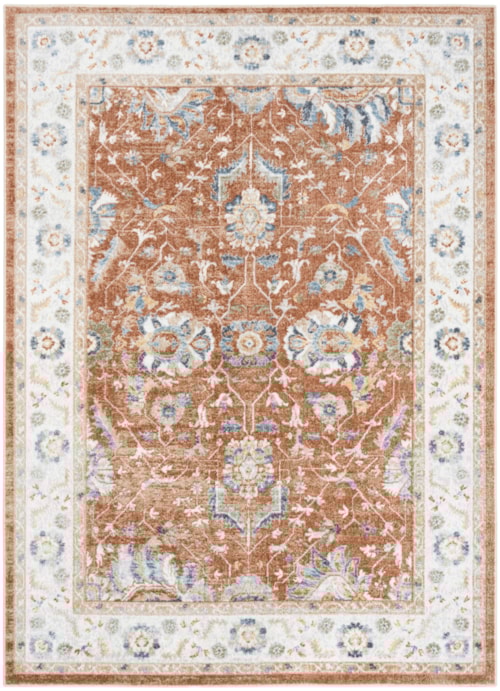 5'3" X 7' Rust Ivory Rectangle Rug