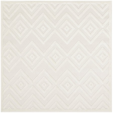 5' x Square Ivory White Modern Rug