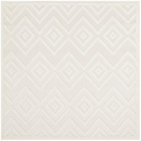 5' x Square Ivory White Modern Rug