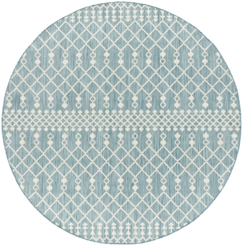 8' Round Aqua Round Rug