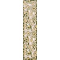 2' X 6' Ivory Green Runner Rug