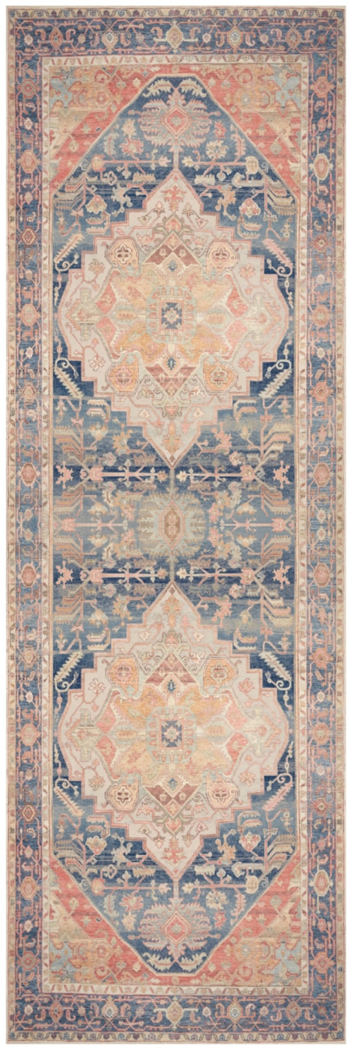 2' X 6' Blue Coral Runner Rug