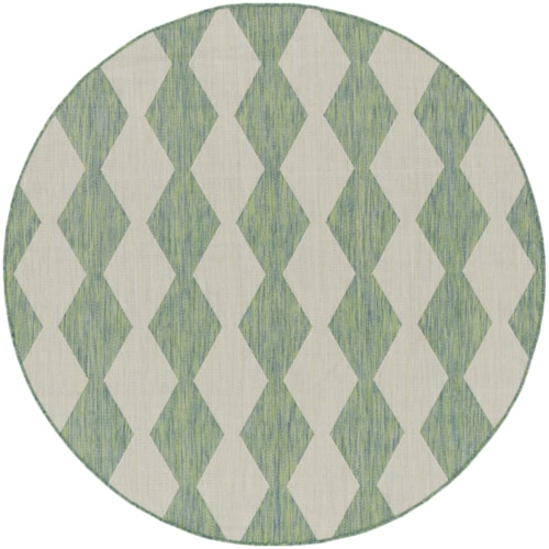 6' Round Blue Green Round Rug