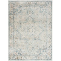 Astra Machine Washable 4' X 6' Light Blue Vintage Indoor Rug