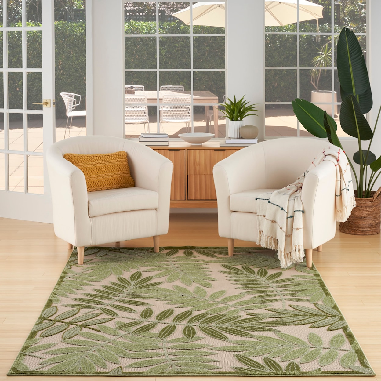 Nourison Aloha 6' x 9' Ivory Green Outdoor Rug