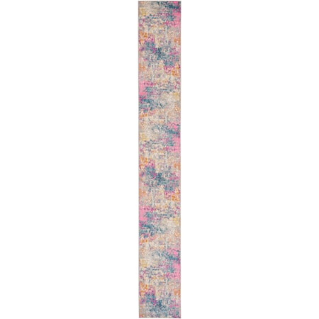 2'2" x 16' Ivory Multicolor Modern Rug