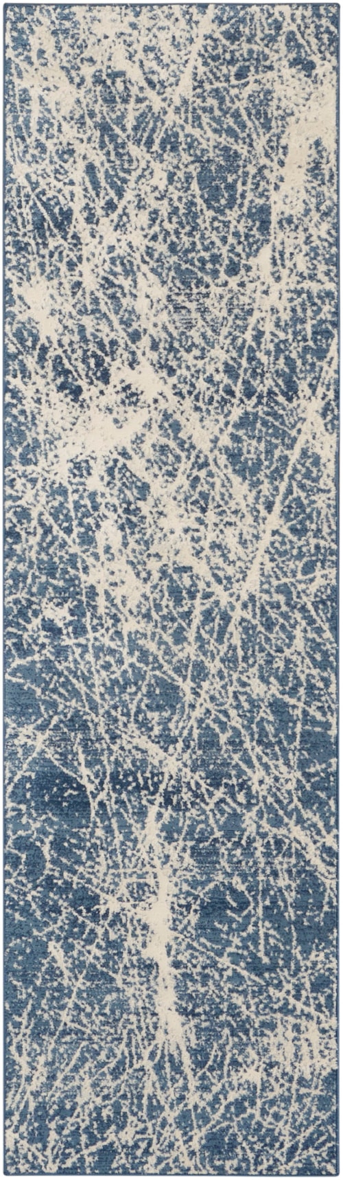 2'2" X 7'6" Navy Ivory Runner Rug