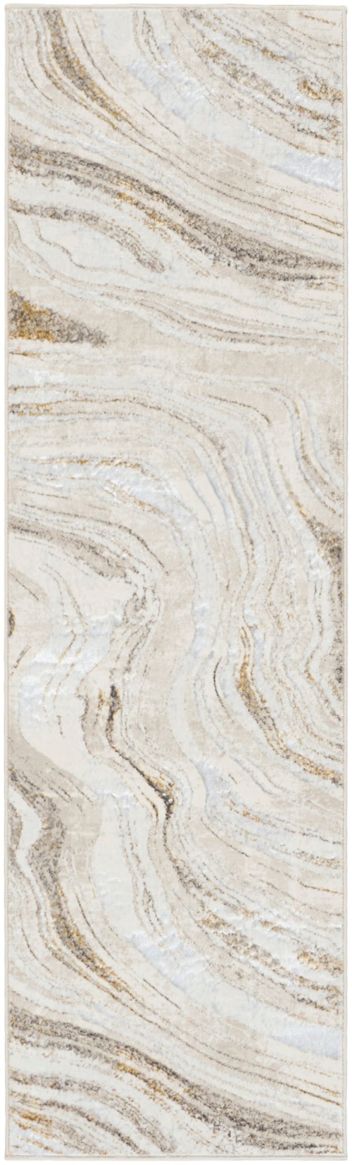 2'3" X 7'6" Grey Gold Runner Rug
