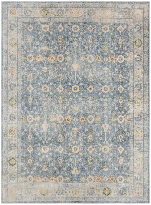 5'3" X 7' Teal Beige Rectangle Rug