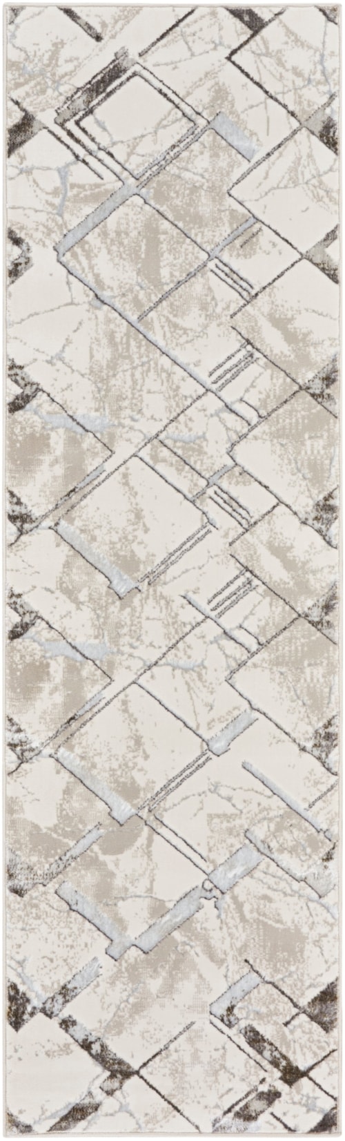 2'3" x 7'6" Ivory/Grey Runner Rug