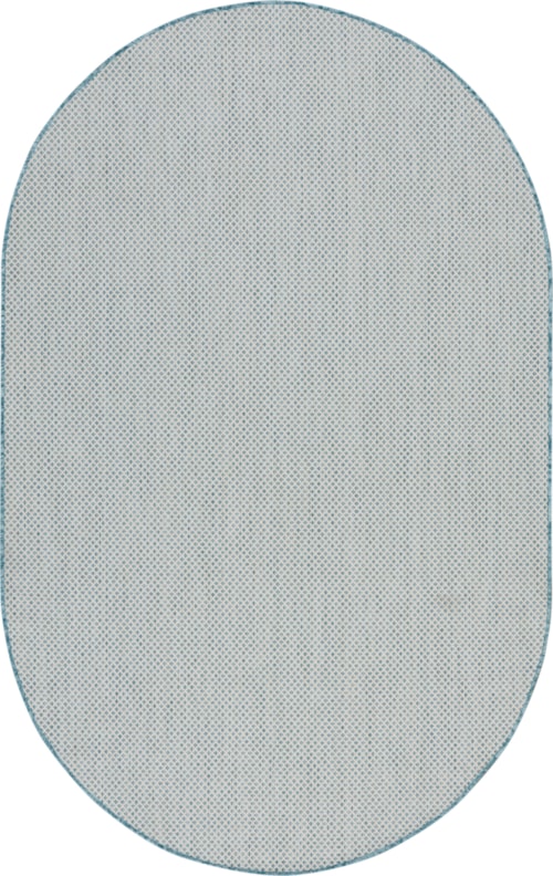 5' x 8'Oval Ivory/Aqua Oval Rug