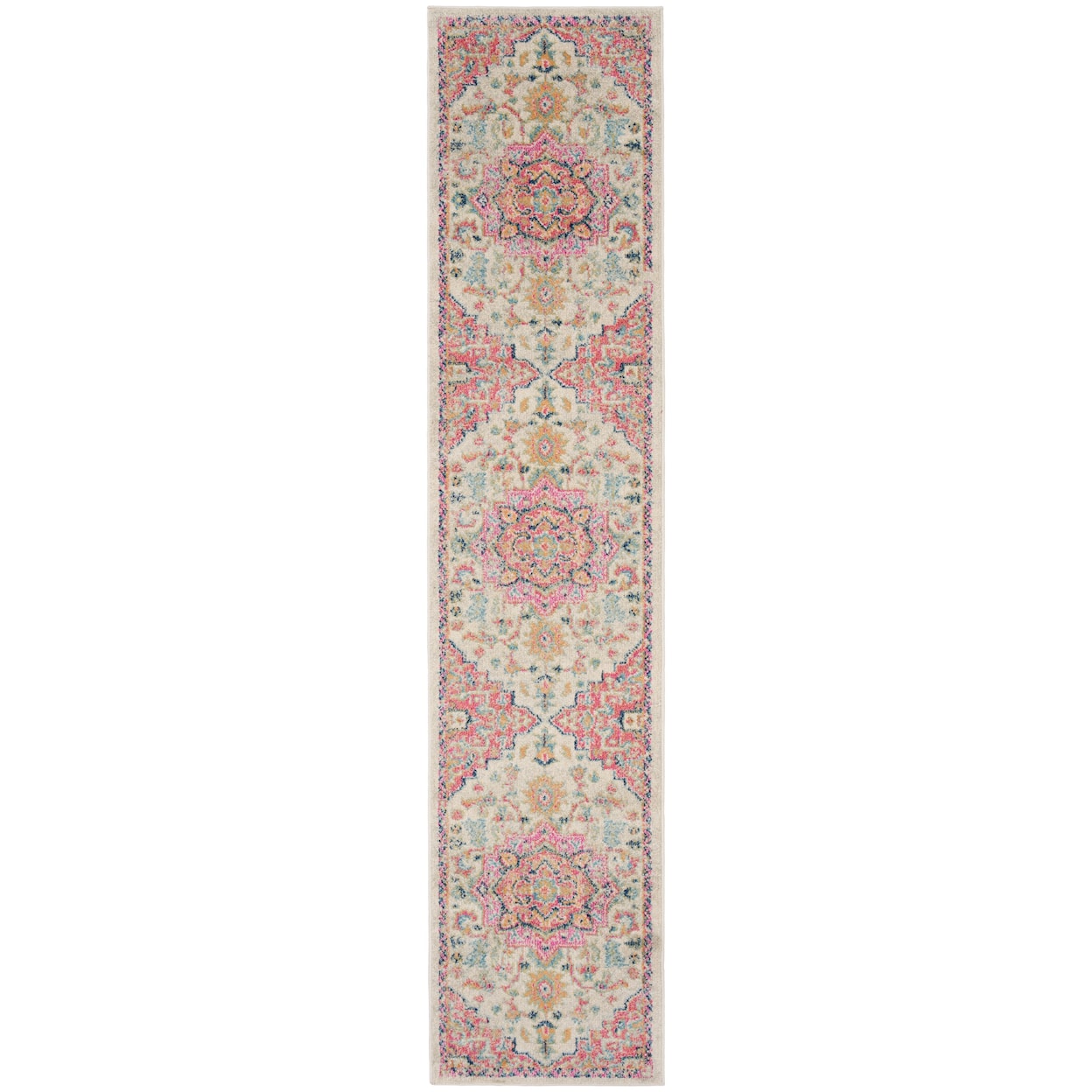 Nourison Passion 2'2" x 12' Ivory Pink Bohemian Rug