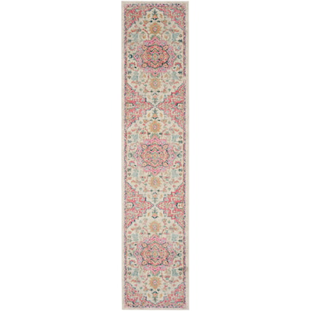 2'2" x 12' Ivory Pink Bohemian Rug