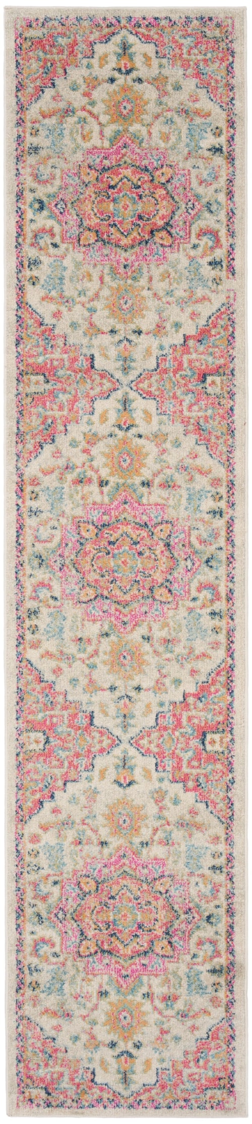 Passion 2'2" X 12' Ivory Pink Bohemian Indoor Rug