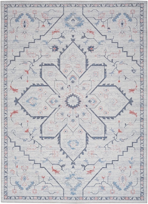 6' X 9' Ivory Blue Rectangle Rug