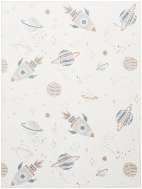 6'7" X 9' Ivory Multicolor Rectangle Rug