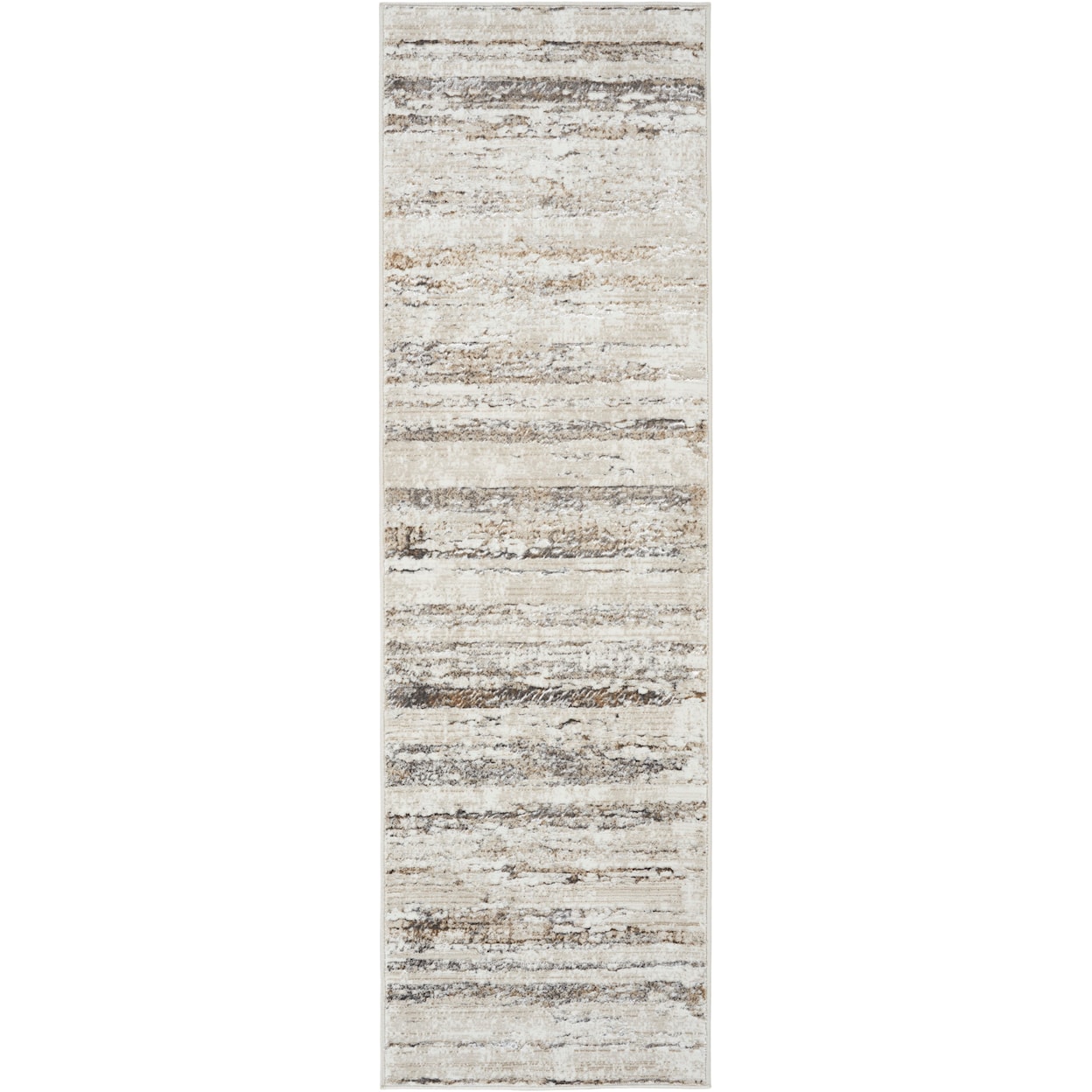 Nourison Glitz 2'3" x 7'6" Cream Grey Modern Rug