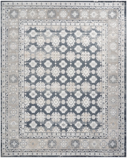 7'10" X 9'10" Grey Navy Rectangle Rug
