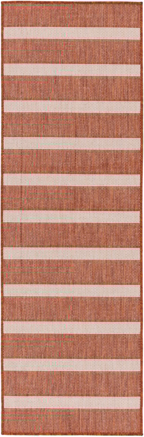 2' X 6' Terracotta Ivory Runner Rug