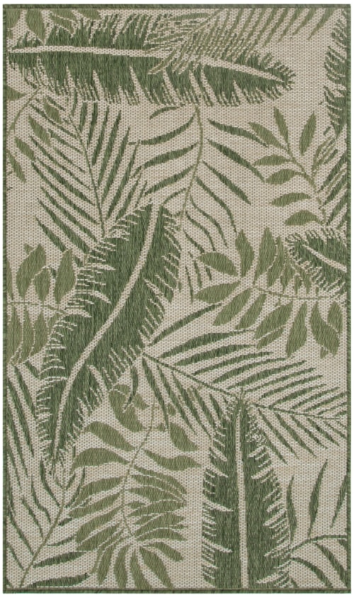 2' X 4' Ivory Green Rectangle Rug