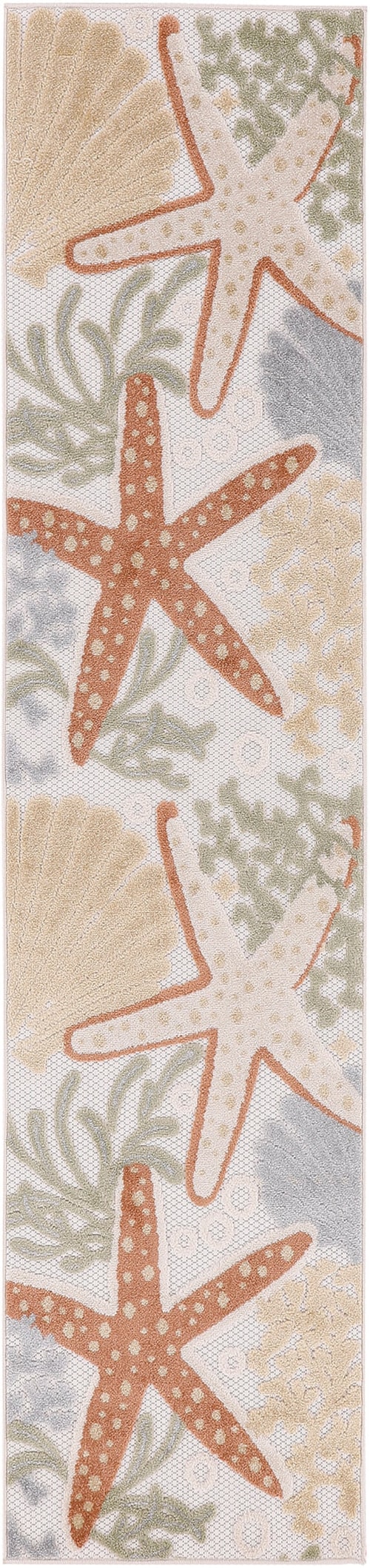 2' x 6' Ivory Multicolor Runner Rug