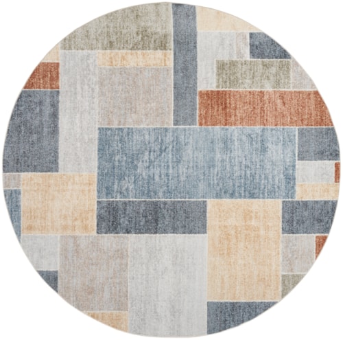 7'10" Round Multicolor Round Rug
