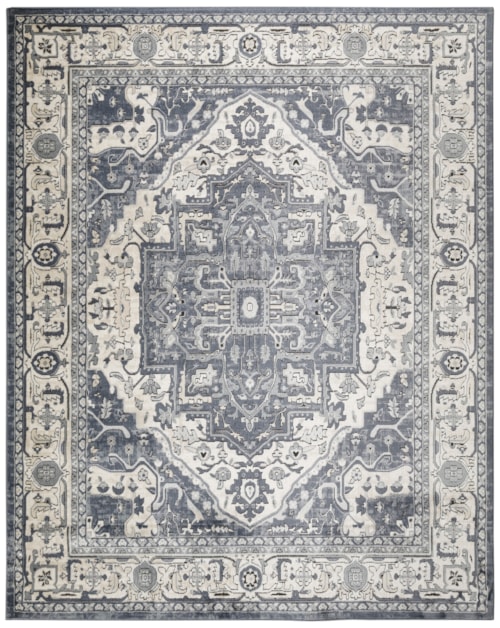 7'10" X 9'10" Navy Ivory Rectangle Rug