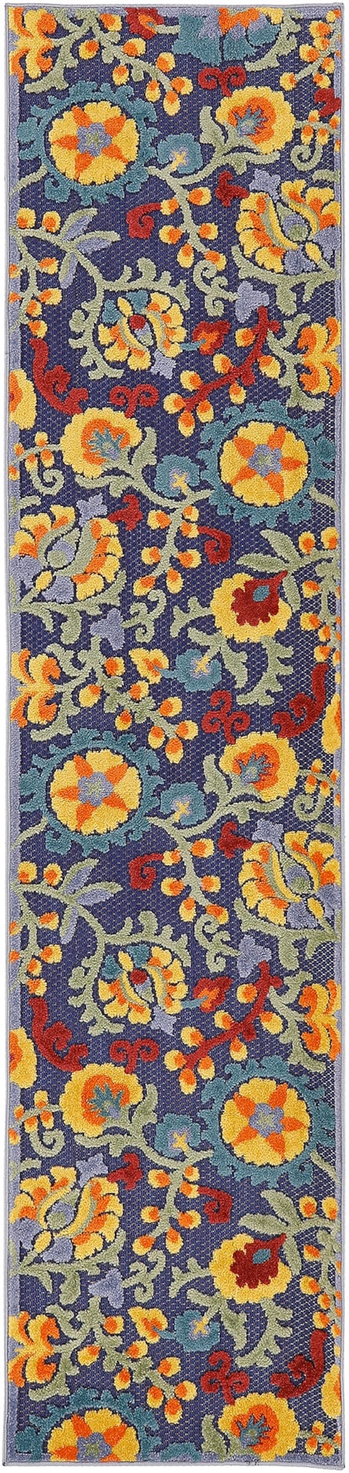 2' x 6' Navy Multicolor Runner Rug