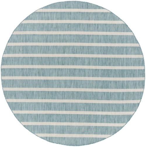 8' Round Aqua Ivory Round Rug