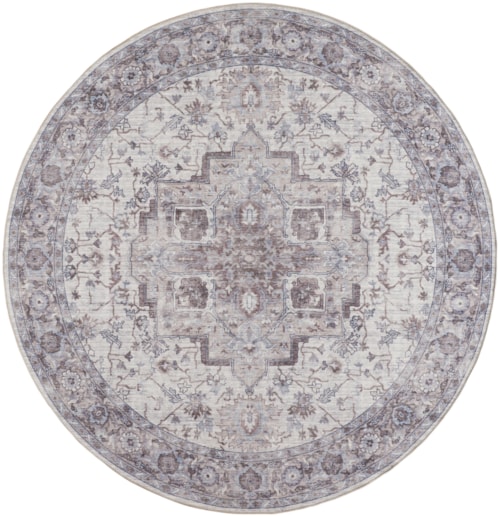 7'10" Round Ivory Beige Round Rug